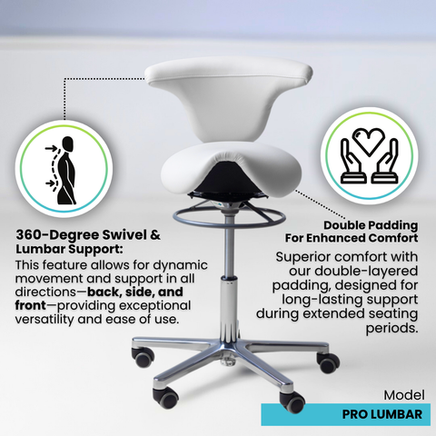 Pro Lumbar — White saddle stool