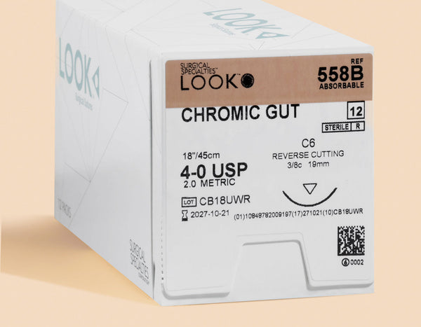 4-0 Chromic Gut Suture, 18" C-6 Needle | 558B — box