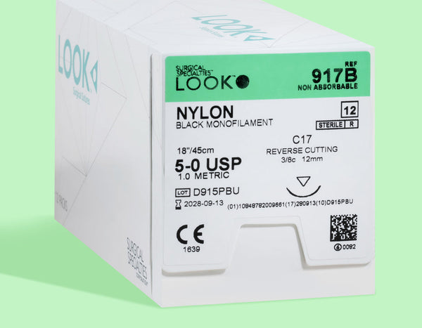 5-0 Nylon Black Suture, 18" C-17 Needle | 917B — box