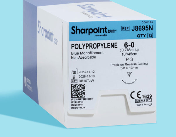 6-0 Polypropylene Suture, 18" P-3 Needle | J8695N — box