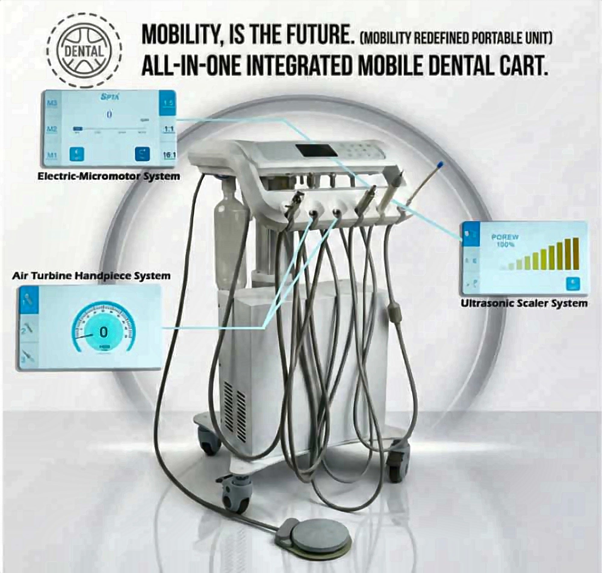 ProNorth Dental Cart AP-1 — all-in-one integrated mobile dental cart with electric micromotor, air-turbine handpieces and ultrasonic scaler