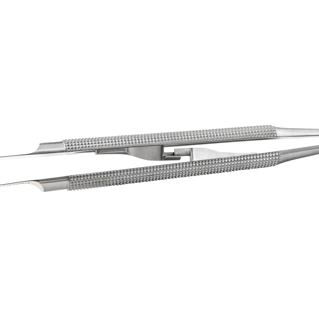 UltraHold™ Castroviejo Needle Holder with Tungsten Carbide Jaws, Available in Curved and Straight Versions for Precise Suturing.
