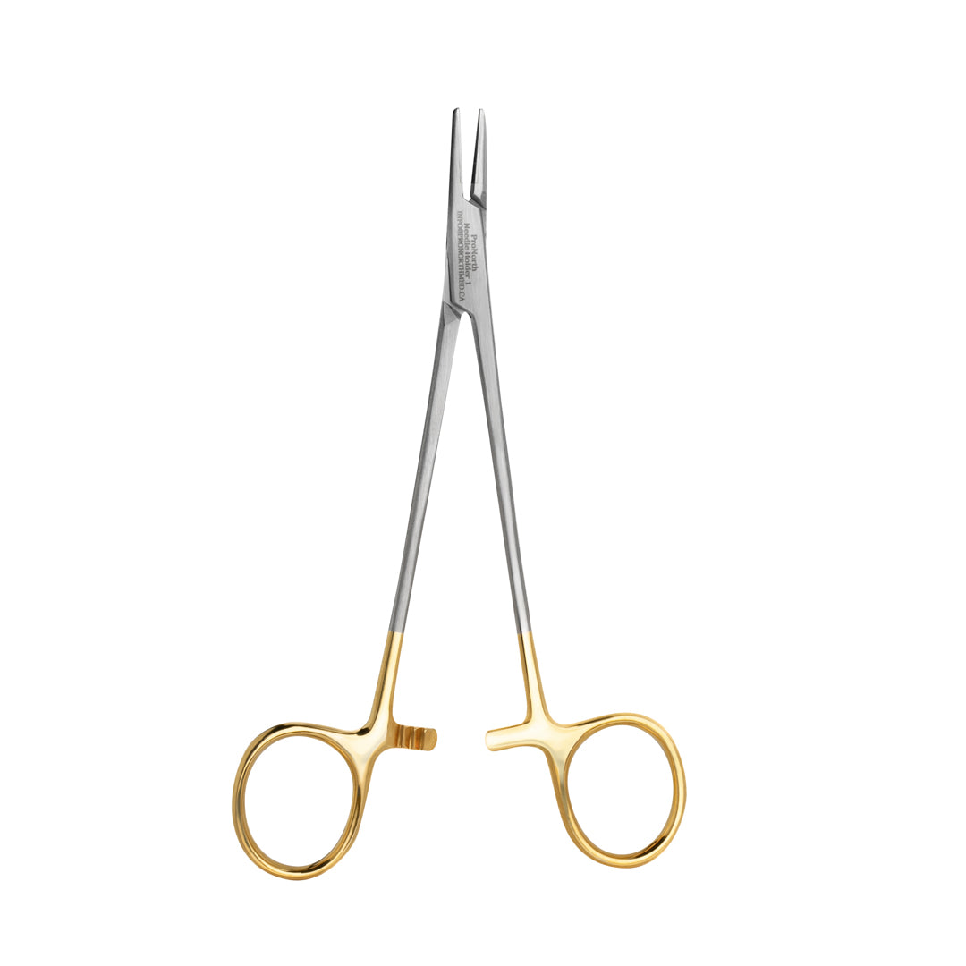 PrecisionHold 5.5" Crile-Wood Needle Holder with Tungsten Carbide Jaws for enhanced suturing precision and durability.