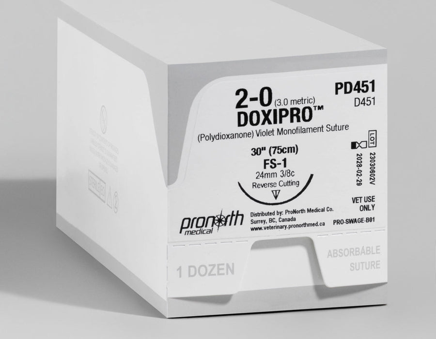Suture 2-0 DOXIPRO™ résorbable en PDO violet, 75 cm aiguille FS-1 | PD451
