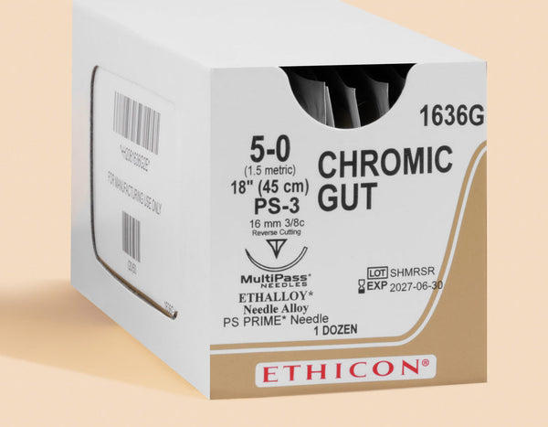 5-0 Chromic Gut Suture, 18" PS-3 Needle | 1636G — box