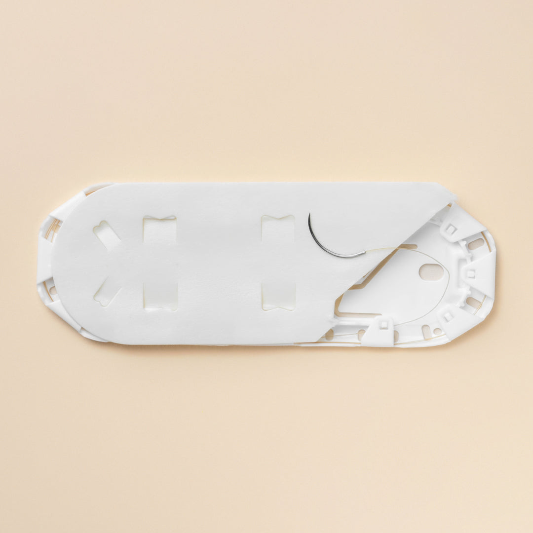 Ethicon 1636G Chromic Gut suture package, showcasing a 5-0 suture size with an 18-inch PS-3 reverse cutting needle. The box, labeled for wound closure, indicates the sutures are absorbable and naturally brown, intended for medical professionals who require high-quality suturing materials.