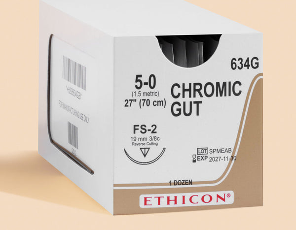 5-0 Chromic Gut Suture, 27" FS-2 Needle | 634G — box