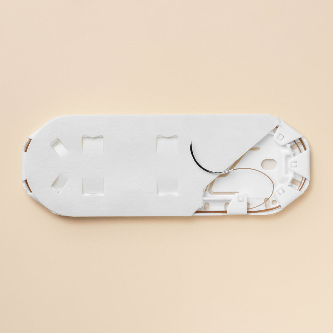 Image of ETHICON's 636H Chromic Gut suture box, with a 3-0 suture size and a 27-inch FS-2 reverse cutting needle, designed for effective wound closure. The box conveys the quantity of three dozen sutures, highlighting the chromic gut's absorbable properties and suitability for varied medical procedures.