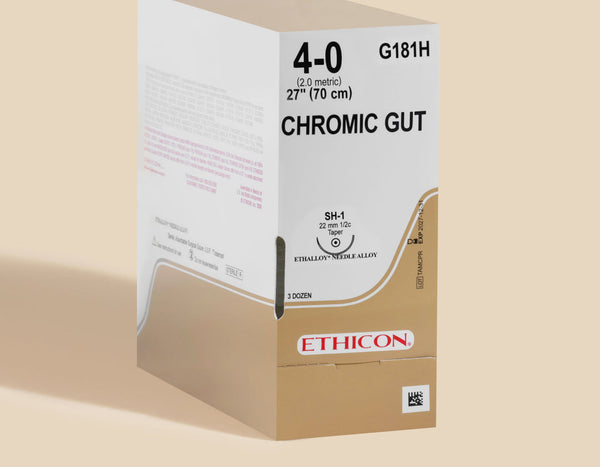 4-0 Chromic Gut Suture, 27" SH-1 Needle | G181H — box