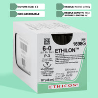 Fil de suture Ethilon noir 6-0, aiguille P-3 18" | 1698G — view 1