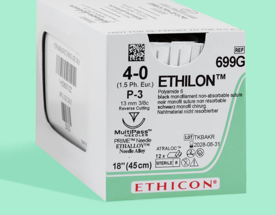 4-0 Ethilon Black Suture, 18" P-3 Needle | 699G