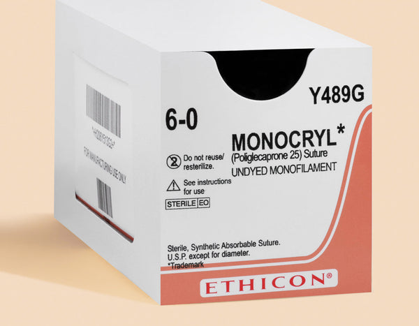 6-0 Monocryl Plus Violet Suture, 18" P-1 Needle | MCP489G — box