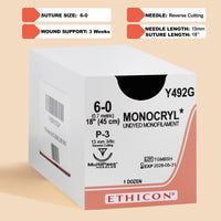 Fil de suture Monocryl Plus 6-0, aiguille P-3 de 18 po | MCP492G — view 1