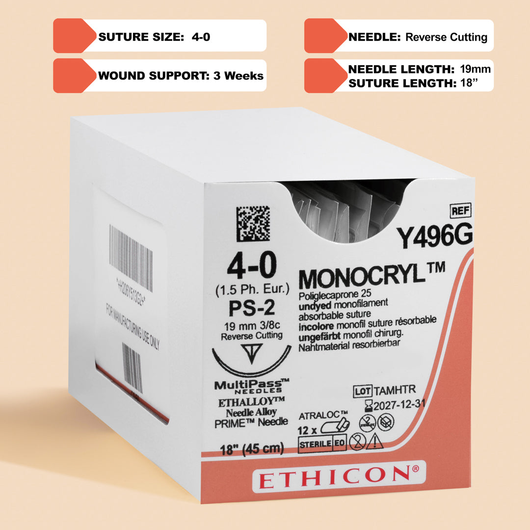4-0 MONOCRYL Undyed 18" PS-2 Needle | MCP496G