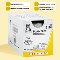 Fil de suture sans teinture Catgut simple 3-0, aiguille X-1 de 45 cm | 612G — view 1