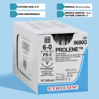 Fil de suture Prolene bleu 6-0, 45 cm Aiguille PS-3 | 8680G — view 1