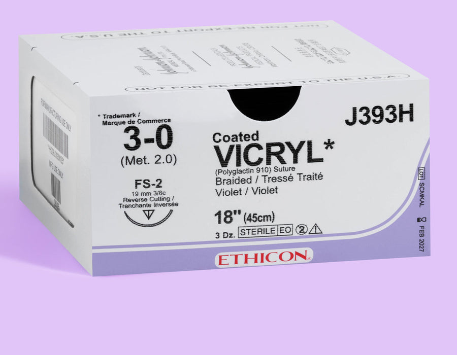 3-0 Vicryl Plus Violet Suture, 18" FS-2 Needle | VCP393H