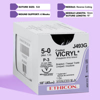 Fil de suture tressé non teint Vicryl 5-0, 45 cm, aiguille P-3 | VCP493G — view 1