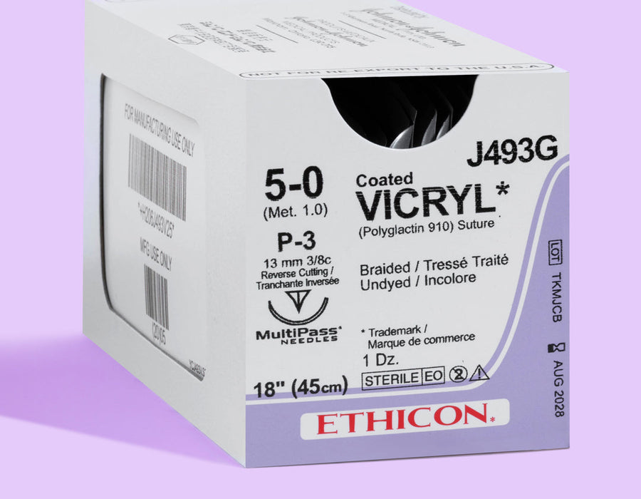 Fil de suture tressé non teint Vicryl 5-0, 45 cm, aiguille P-3 | VCP493G
