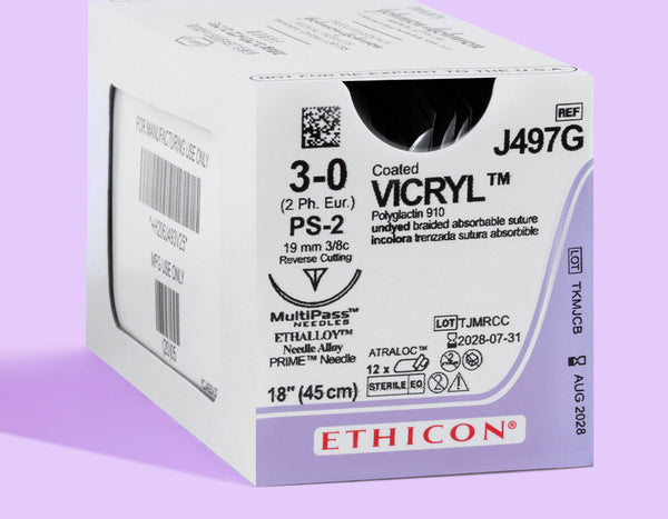 3-0 Vicryl Plus Undyed Suture, 18" PS-2 Needle | VCP497G — box