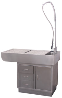 Table de préparation dentaire avec bac en inox et armoires (gauche) — view 1