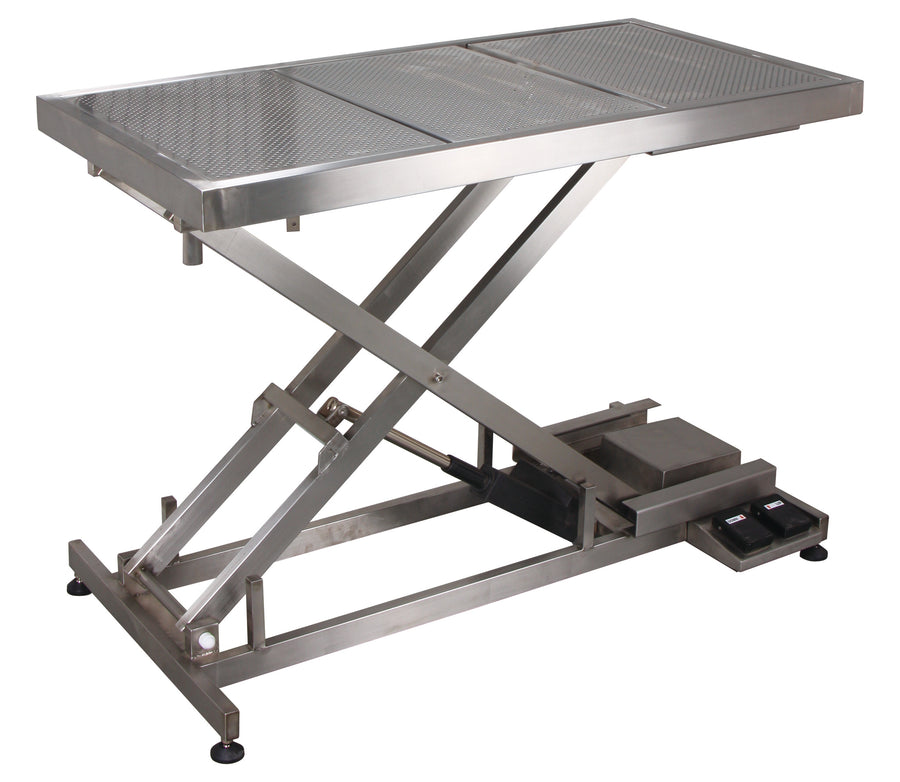 Table élévatrice à ciseaux avec bac de récupération — TABLE D'OPÉRATION
