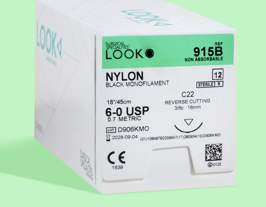 6-0 Nylon Black Suture, 18" C-22 Needle | 915B