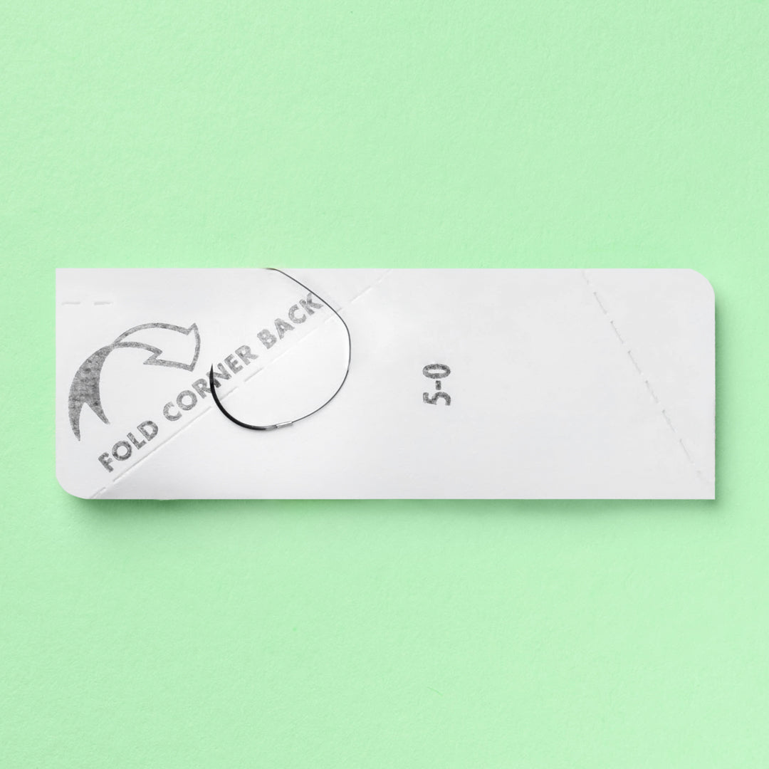 Box of 5-0 Nylon Black sutures with a C-17 reverse cutting needle, model 917B, indicates non-absorbable suture material designed for long-term tissue approximation. The packaging includes a QR code for straightforward product identification and emphasizes the high tensile strength and durability of the sutures.