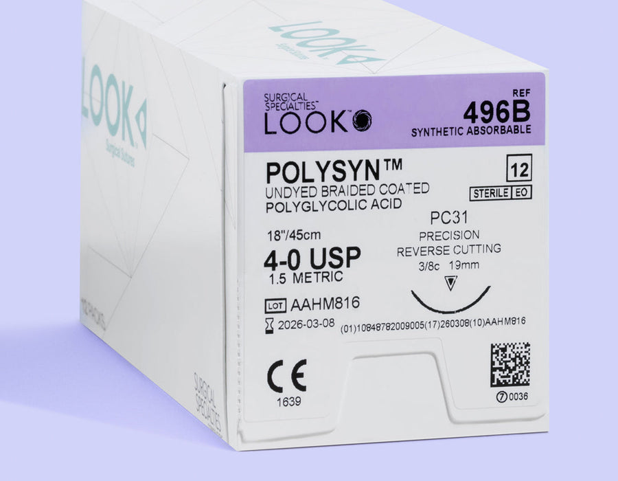 4-0 Polysyn Undyed Suture, 18" PC-31 Needle | 496B