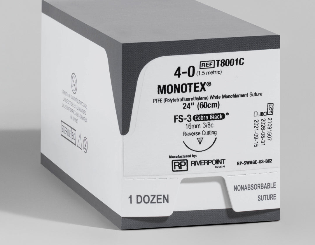 4-0 PTFE MONOTEX Cobra Black Suture, 24" FS-3 Needle | T8001C — box