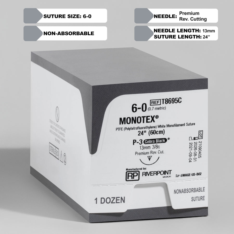 Suture 6-0 PTFE MONOTEX, aiguille P-3 de 24" | T8695C