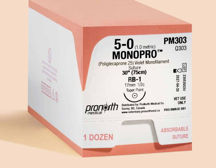 Suture Violette MONOPRO 5-0, Aiguille RB-1 30" | PM303