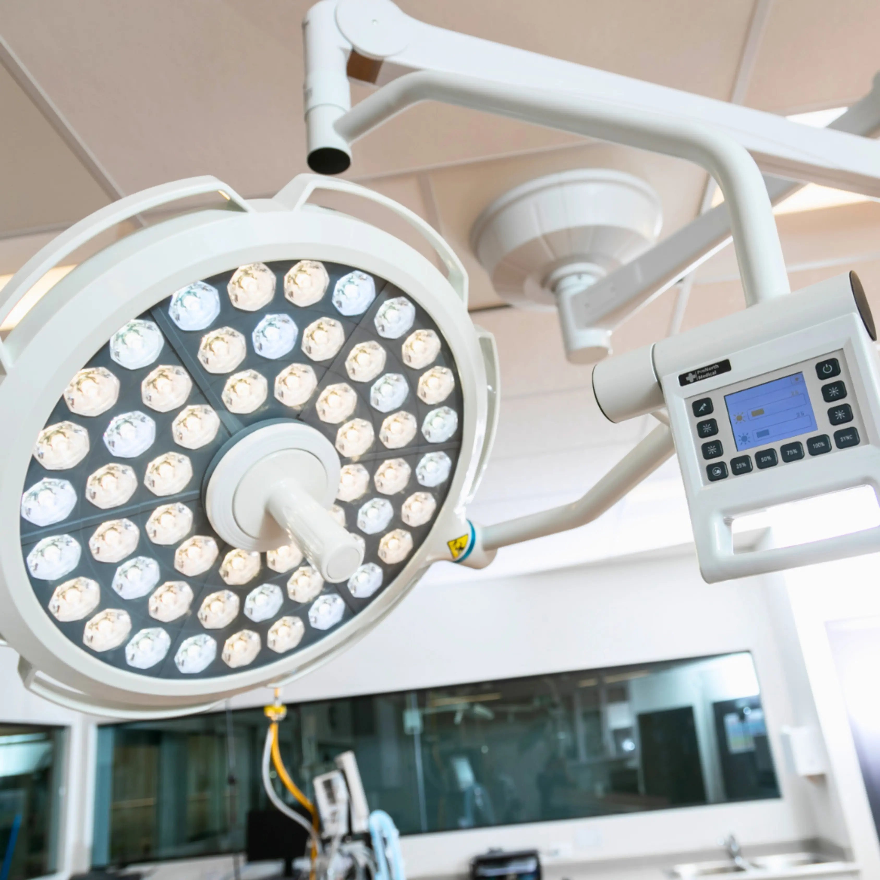 PN-500 LuminaPro ceiling-mounted LED surgical light delivering a bright, shadow-free operating field.