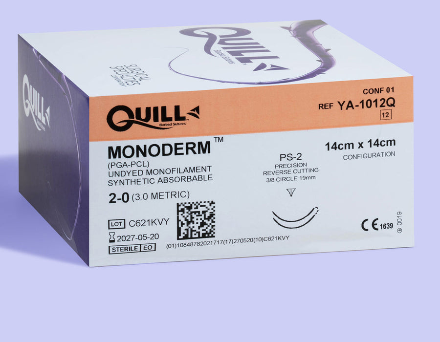 2-0 Monoderm Barbed Undyed Suture, 14cm PS-2 Needle | VLM-2008