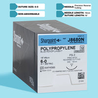 Fil de suture bleu en polypropylène 6-0, aiguille PS-3 de 45 cm | J8680N — view 1