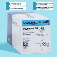 Fil de suture en polypropylène bleu 5-0, aiguille P-3 de 45 cm | J8698N — view 1