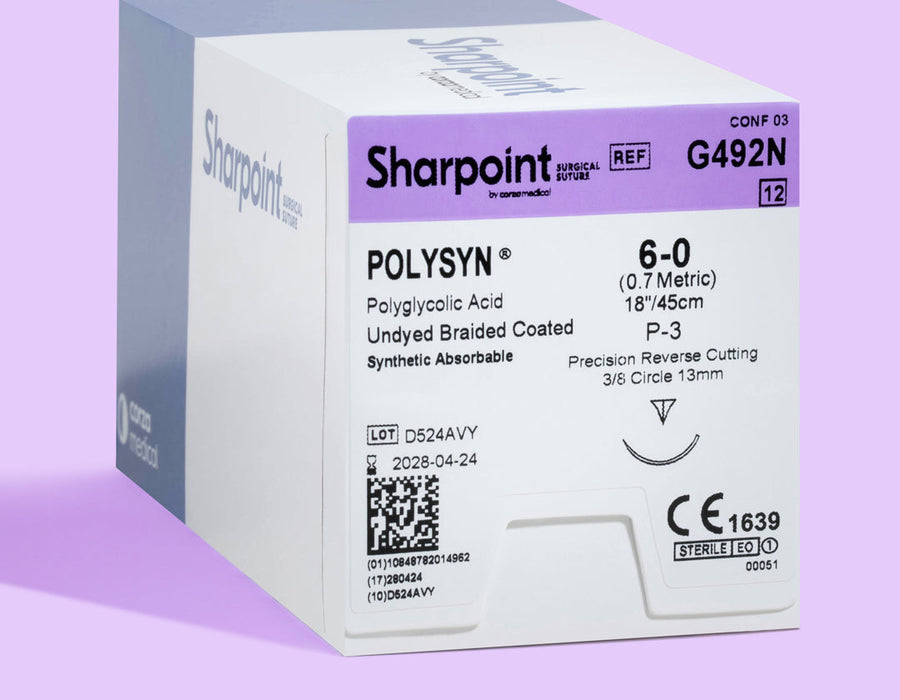 6-0 Polysyn Braided Suture, 18" P-3 Needle | G492N