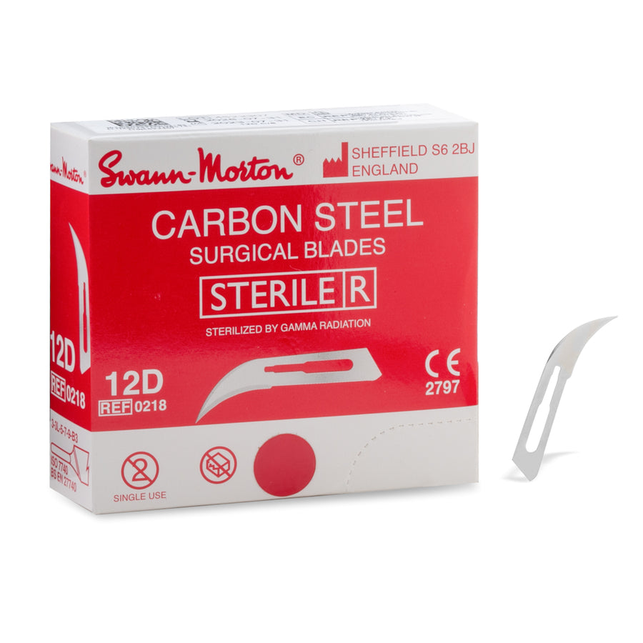 Lame en acier au carbone Swann-Morton n° 12D CS