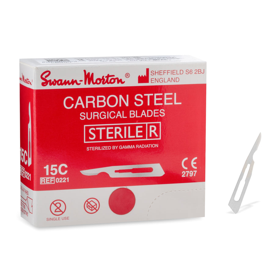 Lame chirurgicale en acier au carbone Swann-Morton n° 15C