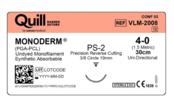 4-0 QUILL Barbed Undyed Suture, 30cm PS-2 Needle | VLM-2008