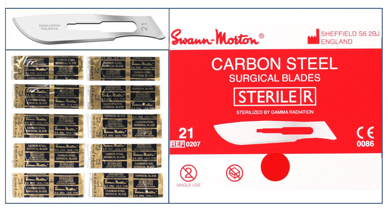 Swann-Morton Surgical Blades #21-CS, 100/box