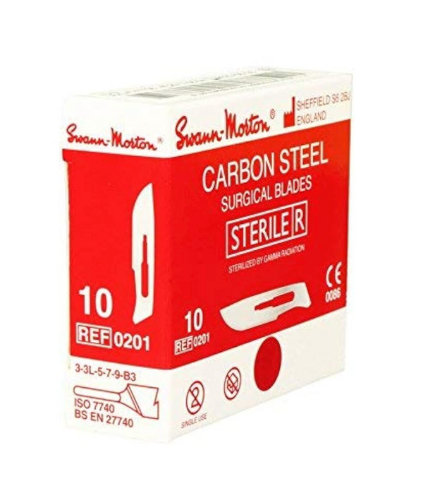 Swann-Morton #10 Carbon Steel Surgical Blades (100/Box)