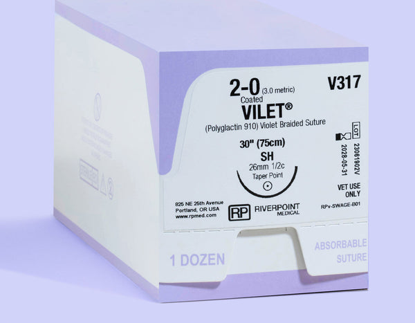 2-0 VILET Violet Suture, 30" SH Needle | V317 — box