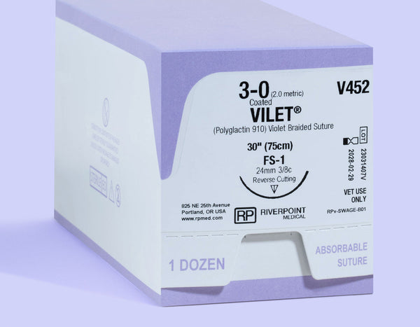 3-0 VILET Violet Suture, 30" FS-1 Needle | V452 — box
