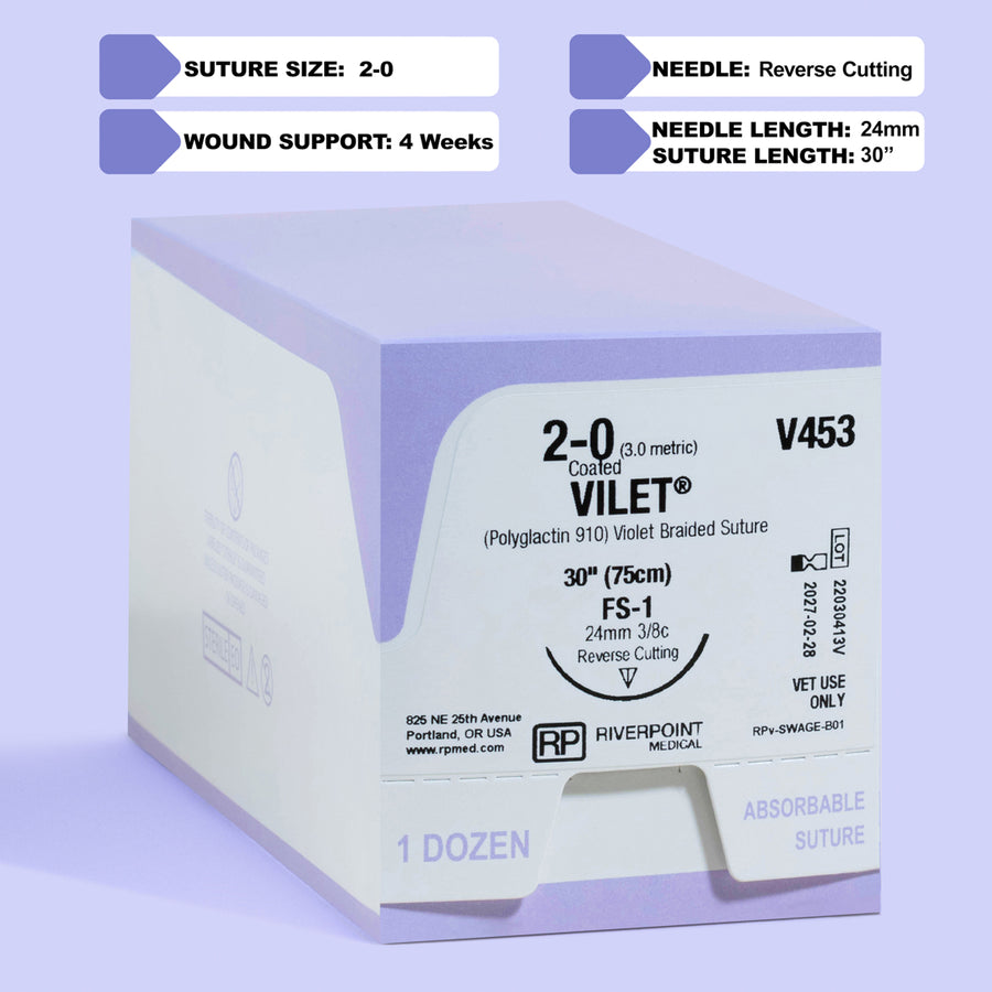 Suture VIOLETTE VILET 2-0, aiguille 30" FS-1 | V453
