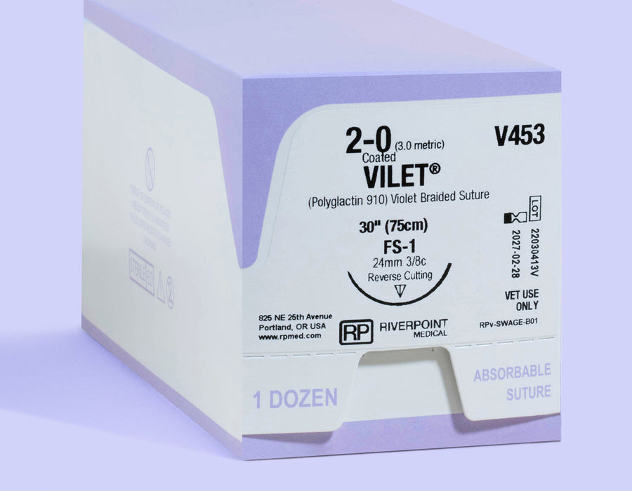 2-0 VILET Violet Suture, 30" FS-1 Needle | V453