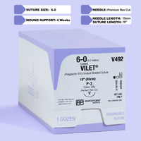 6-0 VILET Suture tressée non teinte, aiguille P3 de 45 cm | V492 — view 1