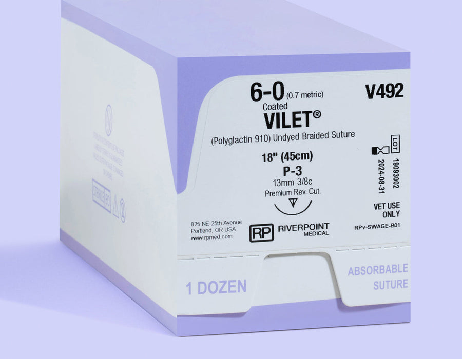 6-0 VILET Braided Undyed Suture, 18" P3 Needle | V492