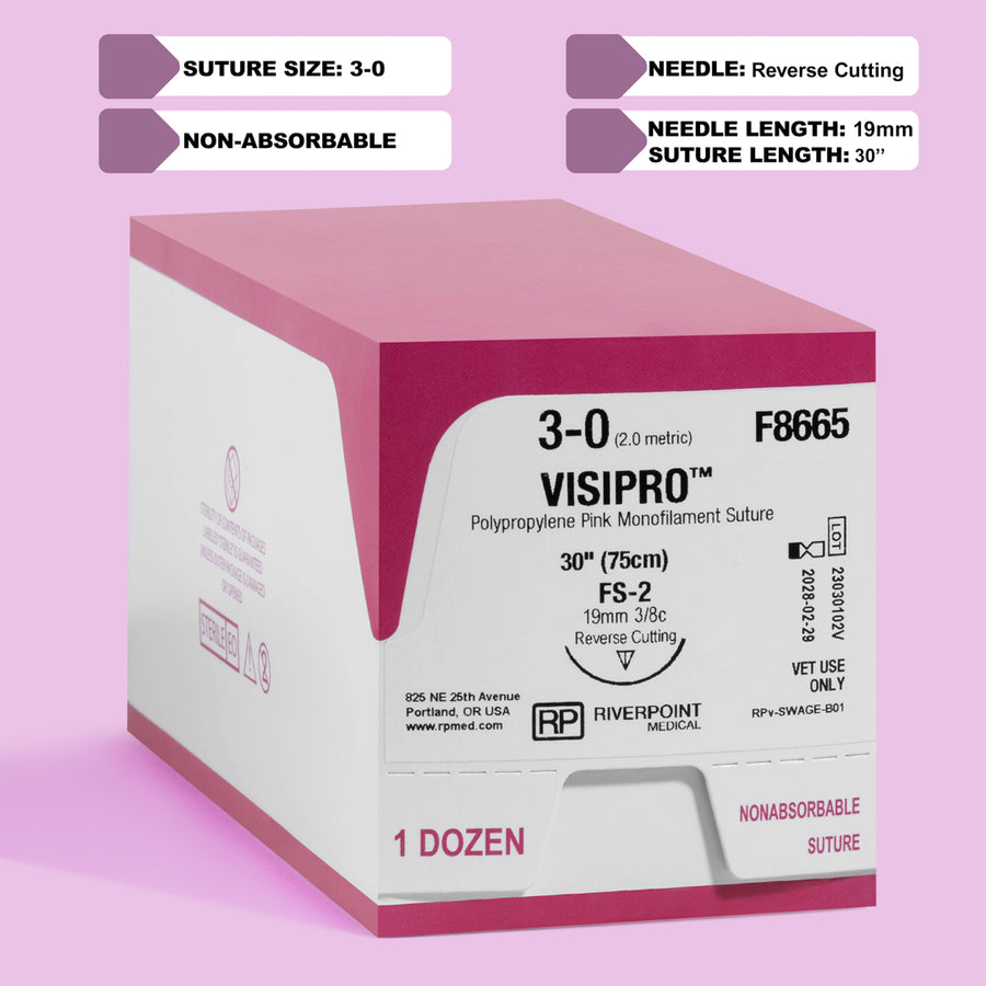 Suture en polypropylène Demepropink 3-0, aiguille FS-2 de 75 cm | PM211