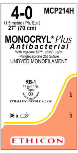 4-0 MONOCRYL PLUS 27" RB-1 | MCP214H